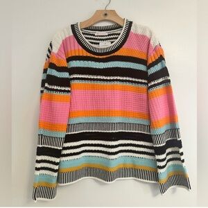Vibrant Striped Crew Neck Sweater